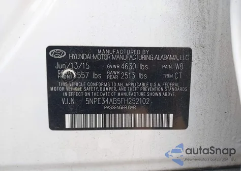 2015 Hyundai Sonata Limited 2.0T из США, поврежденный, VIN 5NPE34AB5FH252102